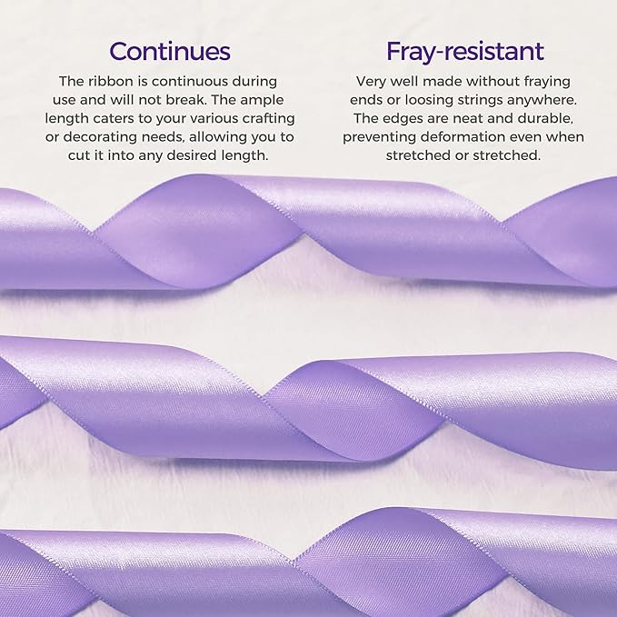 Light Purple Satin Ribbon 1-1/2 inch X Continuous 100 Yards, Single Face Polyester Ribbon Perfect for Gift Wrapping, Flower Bouquet, Wedding Decor, Crafts, Bow Making, Sewing and More