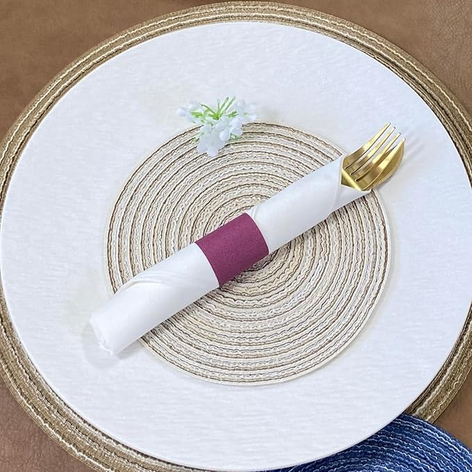 Germiwipe Paper Napkin Bands Box of 500,Napkin Rings Self Adhesive,Silverware Wraps Bands (Burgundy, Burgundy-500pcs)