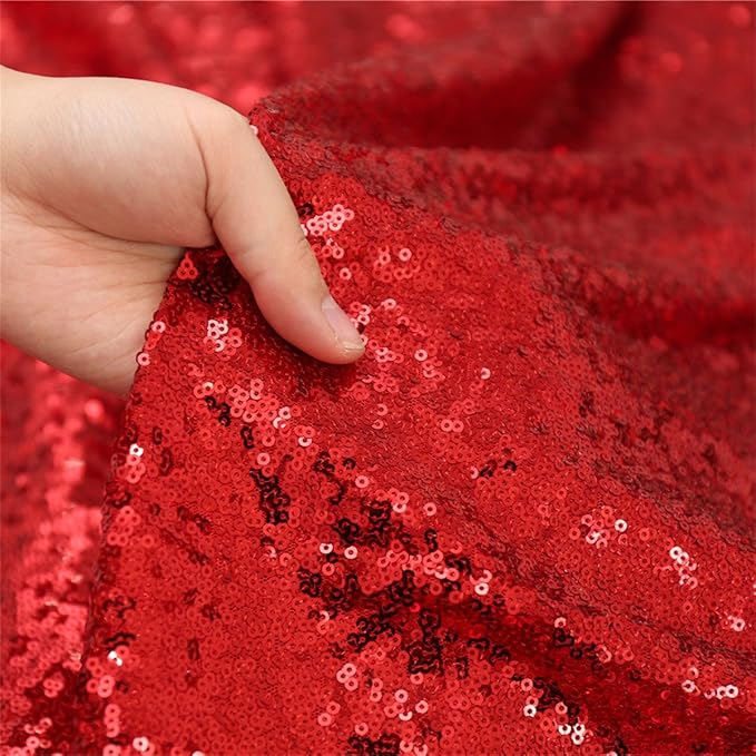 Eternal Beauty Red Sequin Backdrop, 7x7 Ft Glitter Background Curtains for Christmas Shimmer Photography Party Wedding Birthday Back Drop Decor