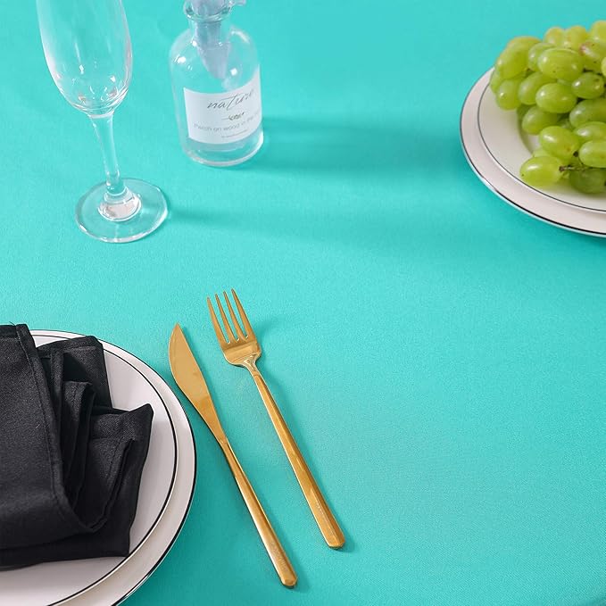 Rectangle Tablecloth 90x132 inch Washable Polyester Fabric Table Cloth for Wedding Party Dining Banquet Decoration（90x132, Turquoise）