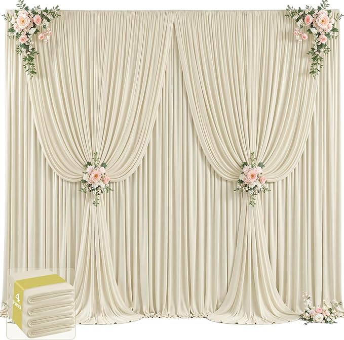 20ft x 12ft Beige Backdrop Curtains Wrinkle Free Backdrop Curtain for Wedding Parties Beige Fabric Backdrops Drapes Back Drop Cloth Bridal Shower Stage Curtains Wedding Decorations for Reception