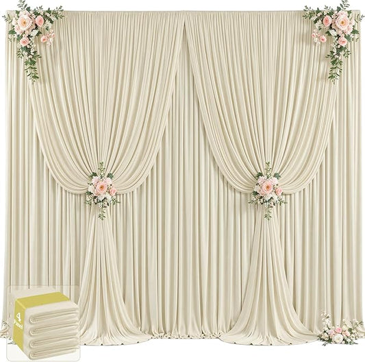 20ft x 12ft Beige Backdrop Curtains Wrinkle Free Backdrop Curtain for Wedding Parties Beige Fabric Backdrops Drapes Back Drop Cloth Bridal Shower Stage Curtains Wedding Decorations for Reception