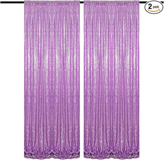 Lavender Sequin Backdrop Curtain 4FTx8FT 2 Panel Shimmer Curtains for Parties Glitter Curtains Photo Background for Wedding Baby Shower