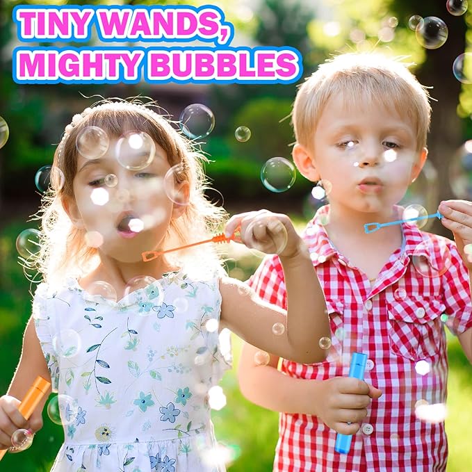 300 Pack Mini Bubble Wands for Kids, Bulk Rainbow Party Favors & Goodie Bag Stuffers Fillers for Toddlers, Prize Box Toys for Halloween Classroom Rewards, Bulk Gifts for Wedding, Pinata, Carnival