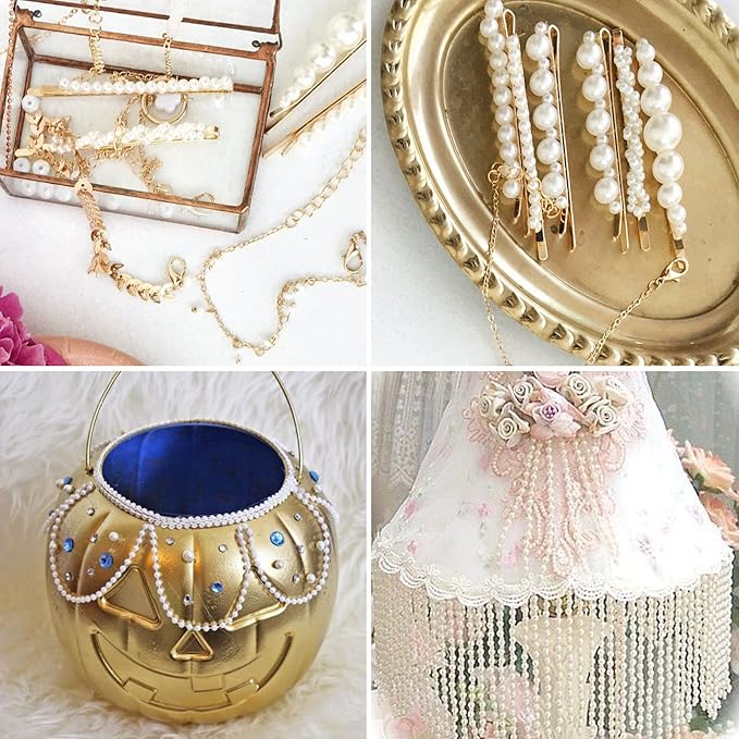 [76.7 Feet] Pearl Beads Garland, 6MM 25.5 Yards Faux Pearl Beads String Roll Bulk for DIY Craft Wedding Party Christmas Tree Decoration