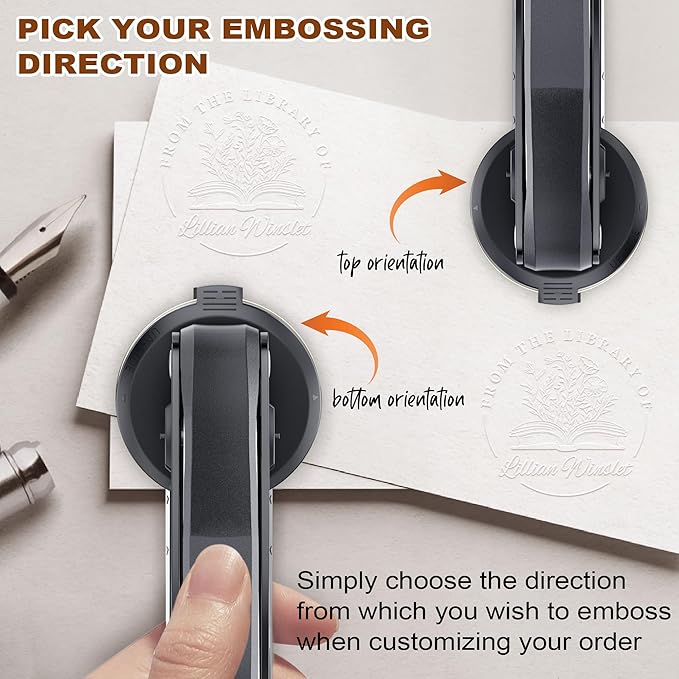 Book Embosser Personalized - Custom Library Embosser Stamp Gifts for Book Lovers, Readers, Teachers (Floral-02)