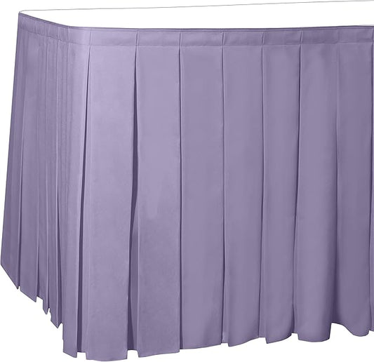 Ultimate Textile Pleat Polyester Fabric Table Skirt - Machine Washable Flame Resistant with Clips for Events, Weddings & Trade Shows, Cut & Sewn in Paterson, NJ - Lilac, 21' Box Pleat