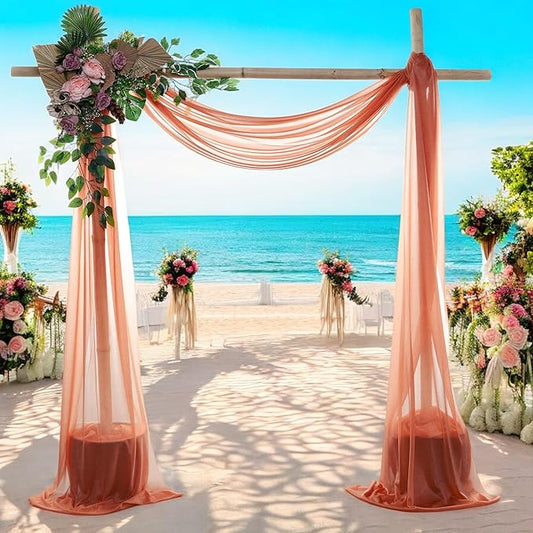 MDS Halloween Chiffon Draping Fabric - 2 Panel, 30" Wide x 50ft Long - Sheer Spooky Arbor & Canopy Drapery for Haunted House Backdrops, Party Ceilings, DIY Costumes & Themed Events - Terracotta