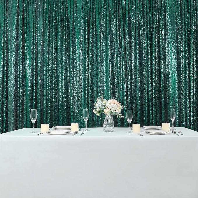 Hahuho Hunter Sequin Backdrop Curtain, 2PCS 2FTx8FT Glitter Backdrop Curtain for Parties, Christmas, Wedding, Party Decoration（2 Panels, 2FT x 8FT, Hunter