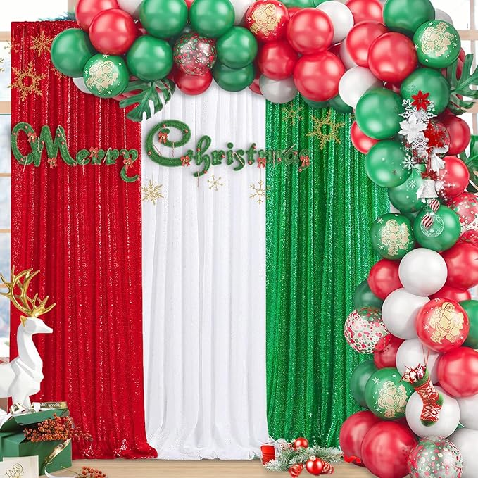 White Sequin Backdrop 2 Panels Curtains 2FTx8FT Party Backdrop Glitter Birthday Wedding Curtains Sparkle Photo Background