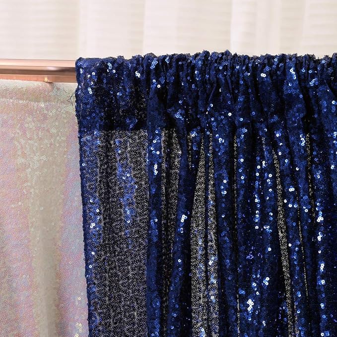SquarePie Sequin Backdrop 6FT x 8FT Navy Blue Curtain Background for Wedding Party