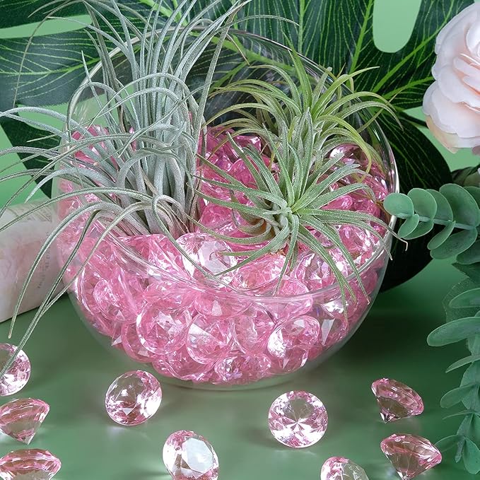 Acrylic Diamond Fake Gems Vase Filler, Babenest 240pcs 3/4 Inch Faux Diamonds Crystals Jewels for Table Scatters Wedding Party Event Arts & Crafts Birthday Decoration Favor (Pink)