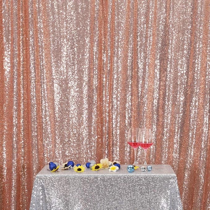 SquarePie Sequin Backdrop 6FT x 8FT Rose Gold Curtain Background for Wedding Party