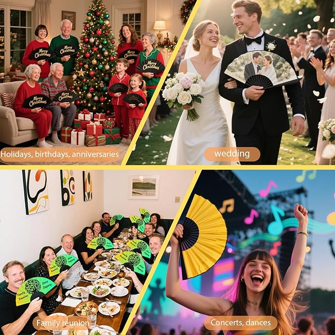 Custom Fans with Your Photo/Text - Personalized Folding Hand Fan for Line Dancing, Weddings, Parties | Decorative Gift for Women, Church Events & Dance Performances (5, 10 Inch)