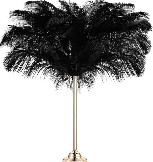 Retrowavy 30 Pcs 18-20 Inch Large Natural Ostrich Feathers Bulk for Centerpieces for Wedding Party Centerpieces Home Decoration Flower Arrangement (Black)