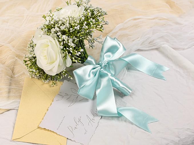 Light Blue Satin Ribbon 1-1/2 inch X Continuous 25 Yards, Single Face Polyester Ribbon Perfect for Gift Wrapping, Flower Bouquet, Wedding Decor, Crafts, Bow Making, Sewing and More