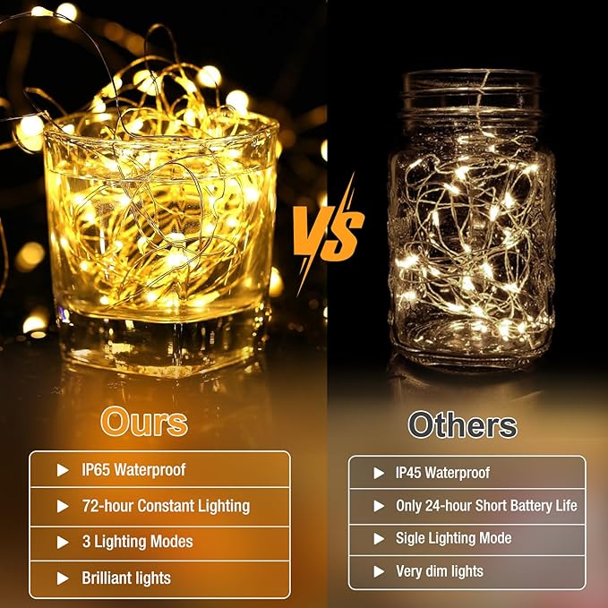 30 Pack Fairy Lights Battery Operated - 7ft 20 Led Twinkle Lights 3 Modes, Bulk Mini String Lights Waterproof for Mason Jars Vases DIY Party Wedding Decoration Christmas -Warm White