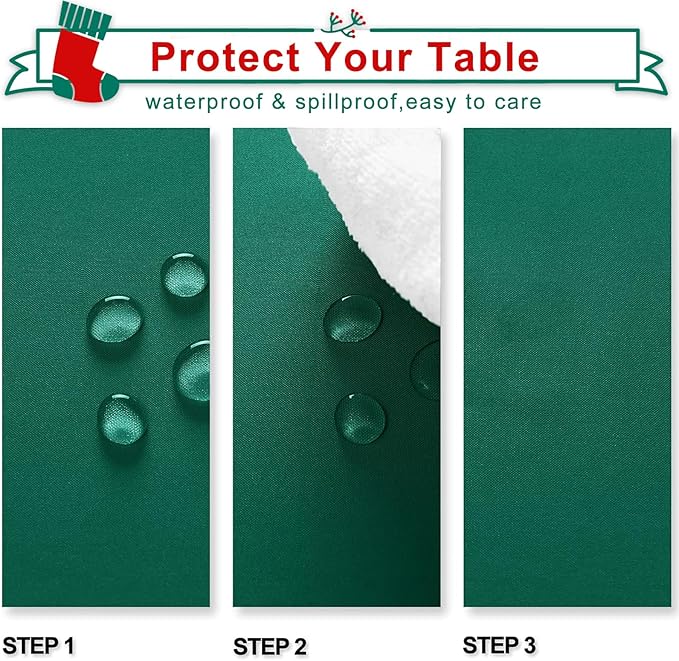 Hiasan Rectangle Tablecloth - Waterproof and Spillproof Washable Fabric Table Cloth for Dining Room Kitchen and Outdoor Use, Emerald Green, 60 x 84 Inch
