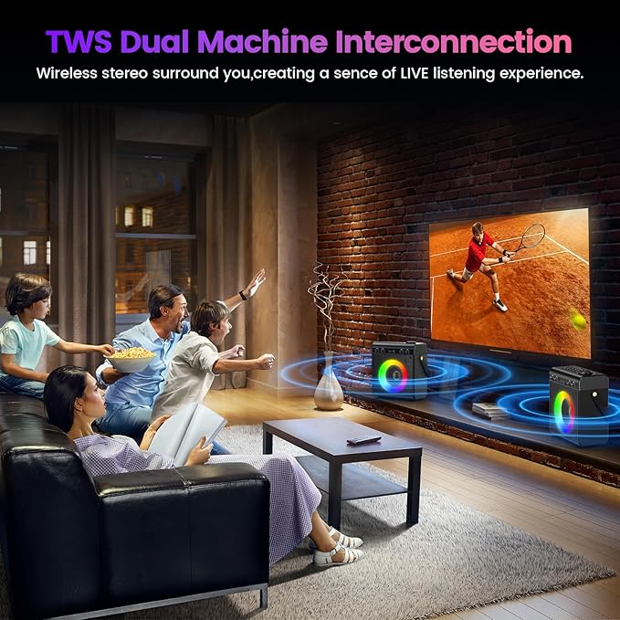Karaoke Machine, Portable Bluetooth Speaker with 2 Wireless Microphones for Adults & Kids - PA System, LED Lights, Bass/Treble Control, AUX/USB/TF/FM for Home Party Outdoor Singing