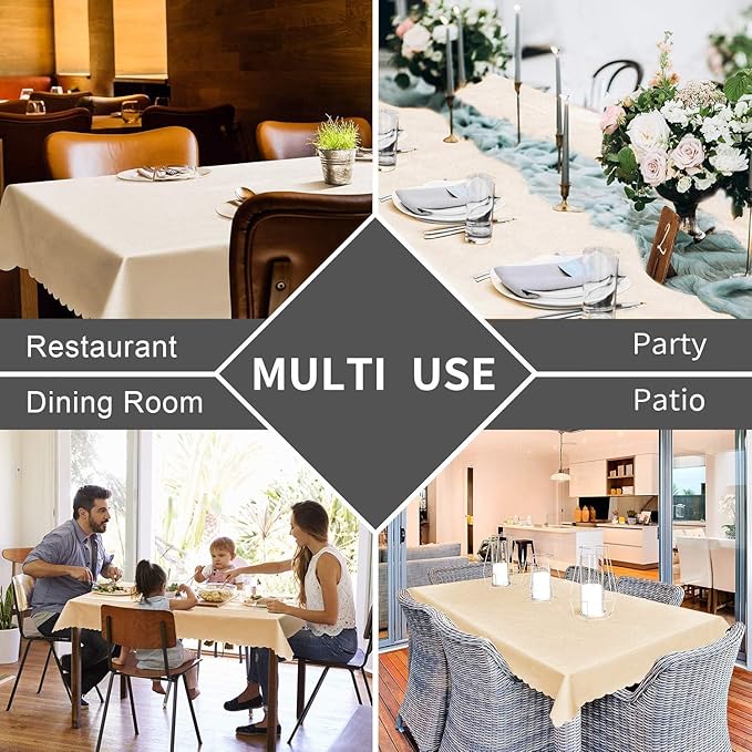 Smiry Rectangle Table Cloth, Waterproof Heavy Duty Vinyl Tablecloths, Wipeable Washable Table Cover for Kitchen and Dining Room (Brown, 60" X 140")
