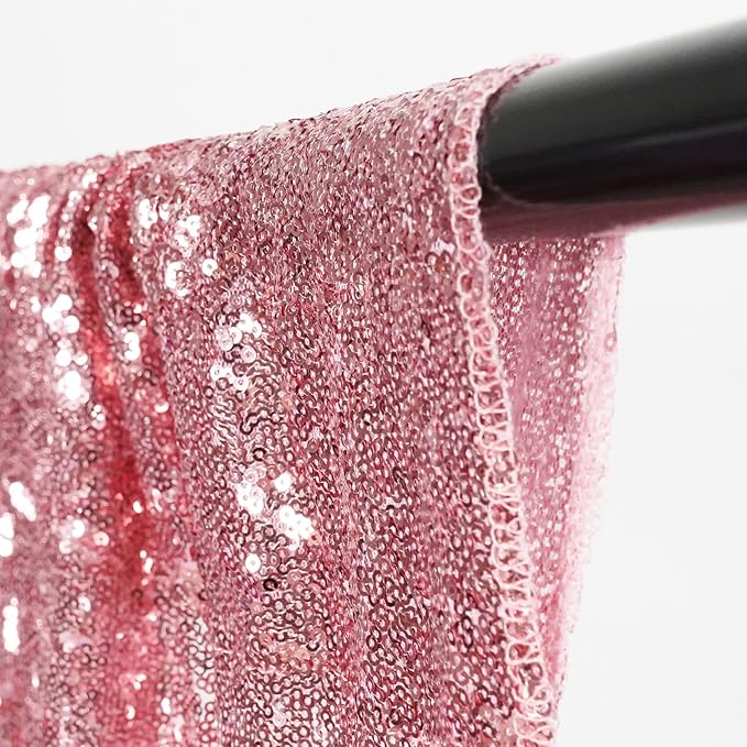 Eternal Beauty Fuchsia Pink Sequin Backdrop Curtains, Shimmer Back Drop 4Panels-2FTx8FT for Christmas, Party, Birthday, Photography, Wedding, Baby Shower Event Decoration
