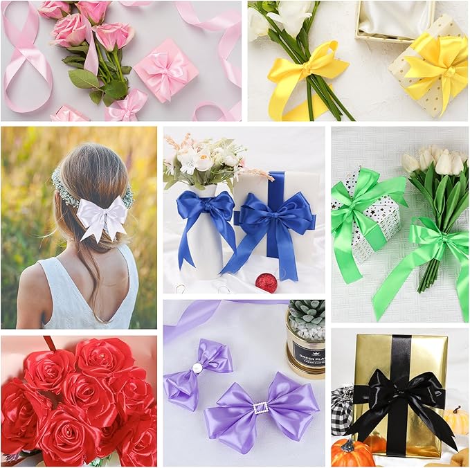 NESCCI 800 Yards Ribbon,1-1/2 Inch Satin Ribbon,Single Face Satin Ribbons, Perfect for Gift Wrapping,Wedding Decoration,Handmade Bows,Wrapping Bouquet, Halloween, Christmas