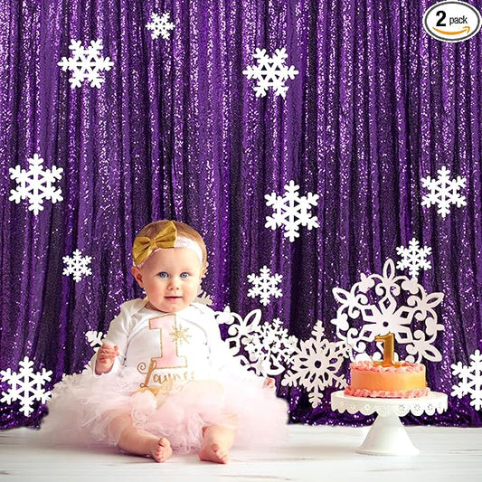 ShinyBeauty Purple Sequin-Backdrop-Curtain 2Panels 5FTx10FT Glitter Wedding Backdrop Photography Backdrops Shimmer Curtains Payette Sequin Backdrop Royal Purple Fabric Background