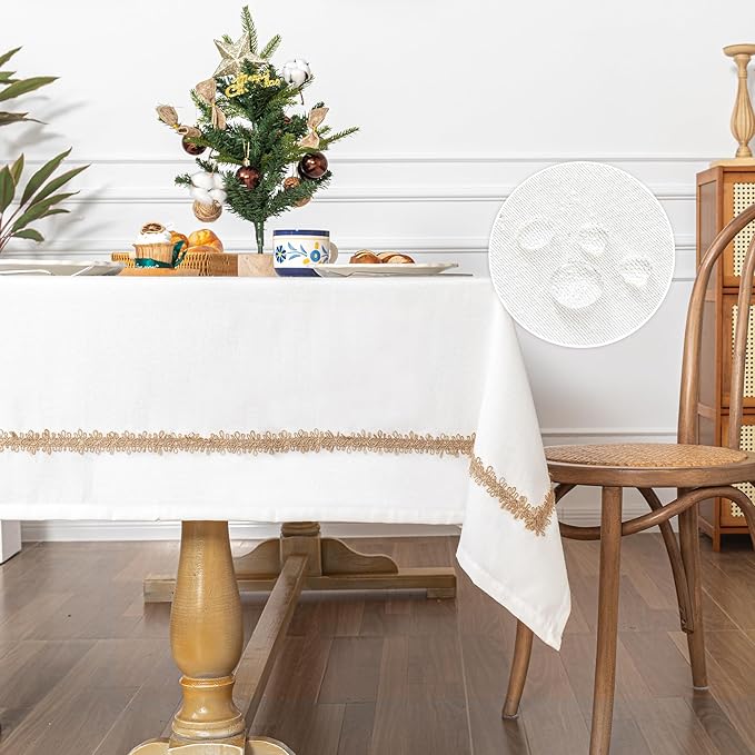 MYSKY HOME Table Cloth for Rectangular, Waterproof Tablecloth, Soft Cotton Indoor/Outdoor Tablecloths, Wrinkle Free Table Cloth Heavy Duty Rectangle Table Cloths for Parties & Dining Use, 55"X70"