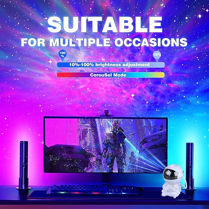 Astronaut Star Projector, Star Projector Galaxy Light for Kids，8 Modes Remote and 270° Adjustable Led Lights for Bedroom, Girls Room Decoration, Home Theater, Ceiling, Timer (White Guitar)