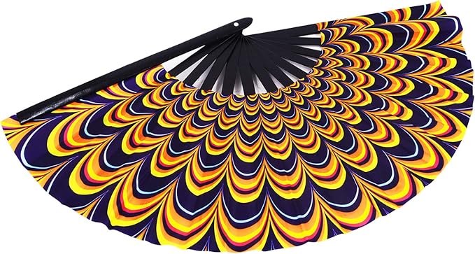 Amajiji Large Folding Hand Rave Fan Popping Fan for Line Dancing Clacking Fans for Boots On The Ground Dance,Party,Decoration,Festival (Peacock)
