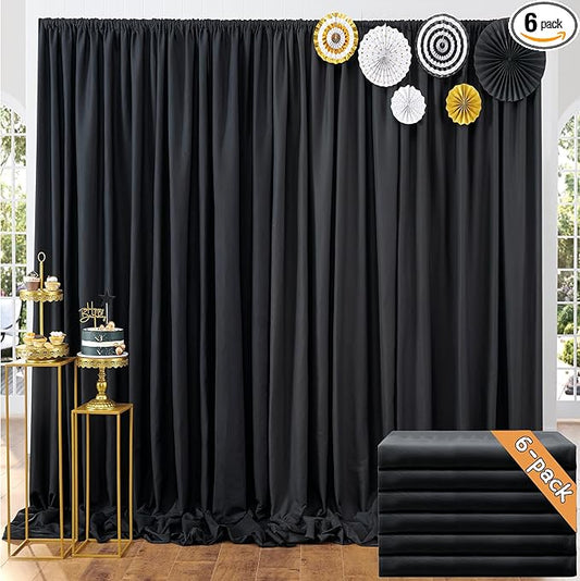 30ft x 10ft Thick Champagne Backdrop Curtains for Parties, 6 Panels 5ft x 10ft Non See Through Black Polyester Wedding Drapes Photo Backdrop for Birthday Party Graudation Photography Home Decor