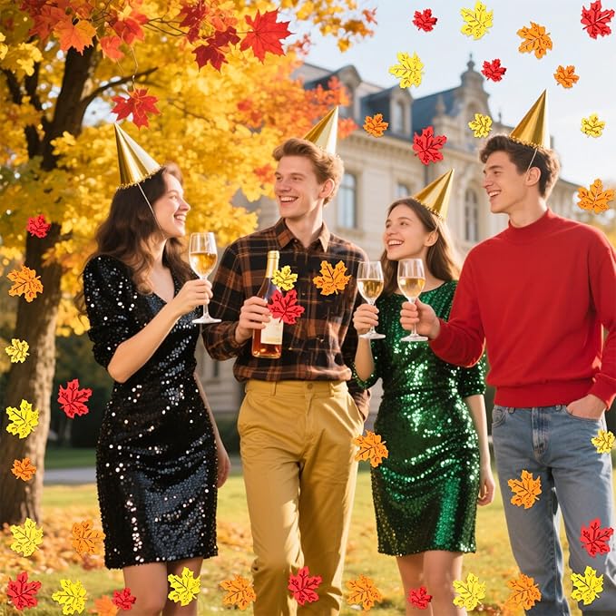 MARFOREVER Fall Glitter Confetti, Thanksgiving Metallic Foil Maple Leaves Fall Party Decorations Scatter Sequins Confetti Sprinkles for Thanksgiving Table Supplies