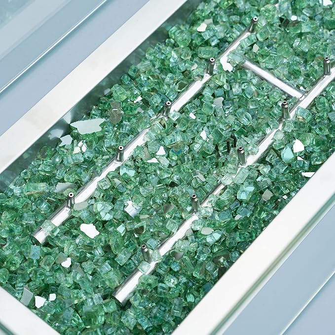 Stanbroil 10-Pound Fire Glass - 1/4 inch Reflective Tempered Fire Glass for Fireplace Fire Pit, Light Green Reflective