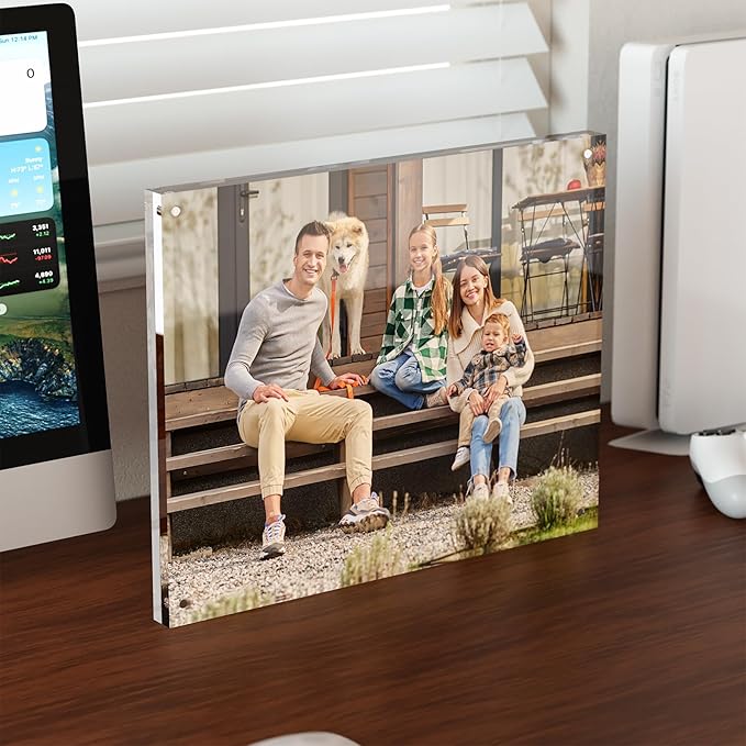 8x10 Acrylic Picture Frame 3 Pack, Clear Freestanding Double Sided Frameless Magnetic Photo Frames, Desktop Display Decor Gift