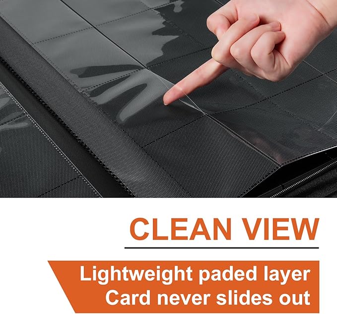 1000+ Pockets Trading Card binder, GEAoffice PU Cover Card Collection Binder, Premium 16 Pockets Card Holder Folders, Side Loading Card Album for YuGiOh, MTG, TCG, Game Cards & Sports Cards, Orange
