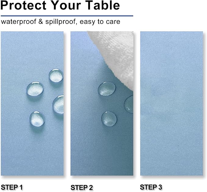 Hiasan Dusty Blue Tablecloth for Square Tables - Waterproof and Spillproof Washable Fabric Table Cloth for Dining Room Kitchen Party, 60 x 60 Inch