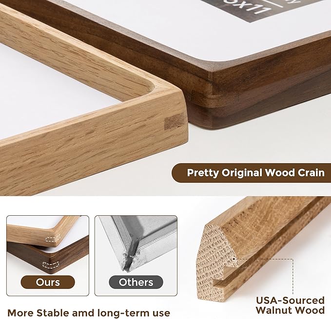 18x24 Frames USA-Sourced Natural Oak Wood Solid Wood Photo Frame Handcrafted Rounded Corner with Mat to 16x20 Picture Display with Real Glass Family Picture, Wedding Photo Mounted
