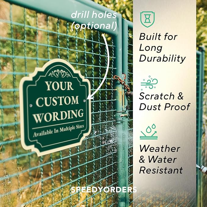 Custom Decorative Outdoor Metal Sign - Personalized Aluminum Driveway Sign, Waterproof, Made In USA - Design 2 Forest Green 18x18 In