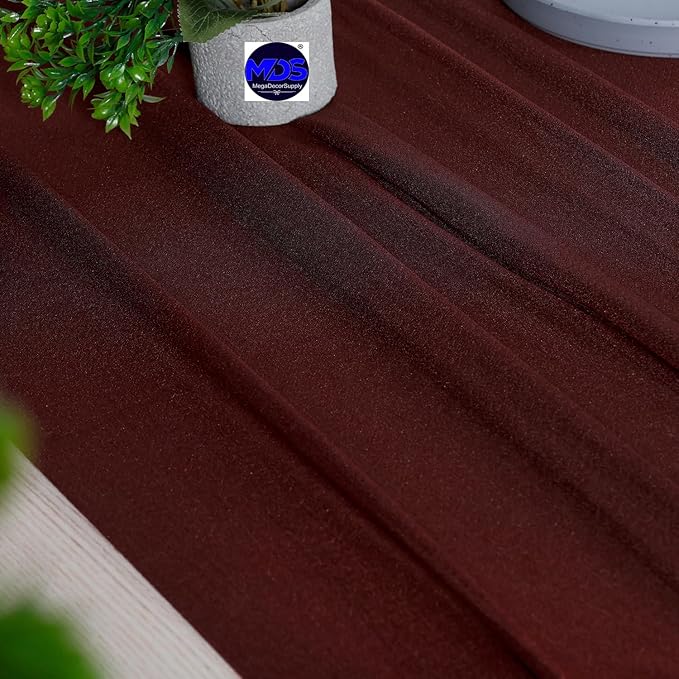 MDS Halloween Chiffon Table Runner - 25 Pack, 29 x 170 Inches, 14ft Each - Sheer Spooky Table Runners for Haunted House Parties, Trick-or-Treat Tables, Witchy Décor, Wedding & Events - Burgundy