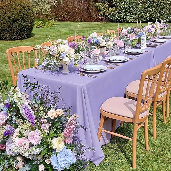 12 Pack 60 x 102 Inch Rectangle Tablecloth Lavender Polyester Tablecloth for 6 Feet Rectangle Tables,Washable Fabric Table Cloth for Wedding Dining Table Buffet Parties Camping