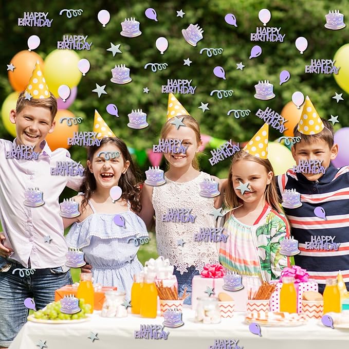 Iridescent Happy Birthday Confetti, 3000 Pcs Birthday Cake Table Metallic Foil Confetti Party Table Decor for Party, Baby Shower, DIY Arts and Crafting