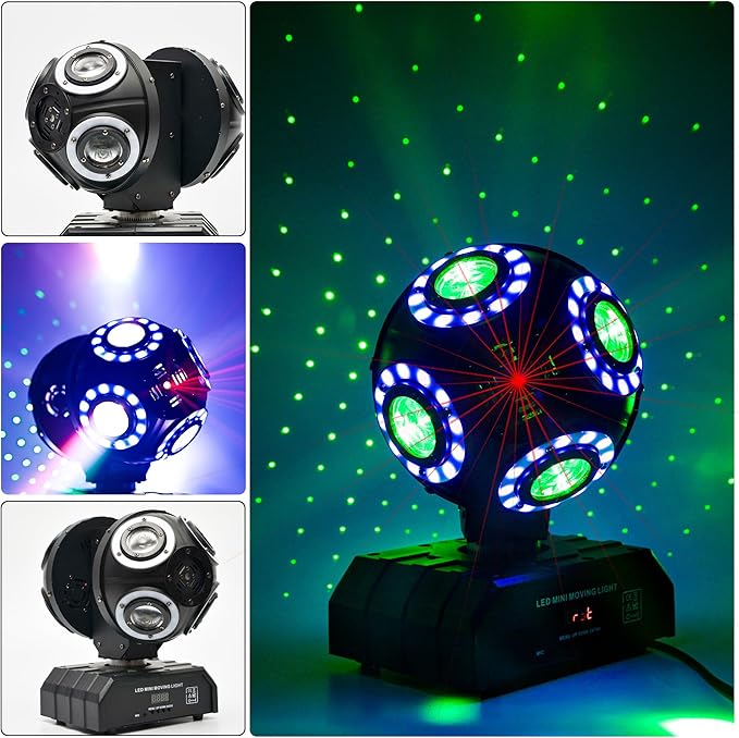 LED Moving Head DJ Light Rotating Beam Stage Lights Pin Spotlight Event Sound Control Dmx512 Disco Lighting KTV Disco Party Wedding Concert Festivals… (2Head DJ Light)