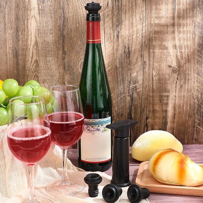 18 Pieces Wine Saver Pump with Vacuum Reusable Preserver Practical Wine Keeper Bottle Sealer Keep Fresh for Kitchen Office Home Adult Party Favor Supplies(Black)