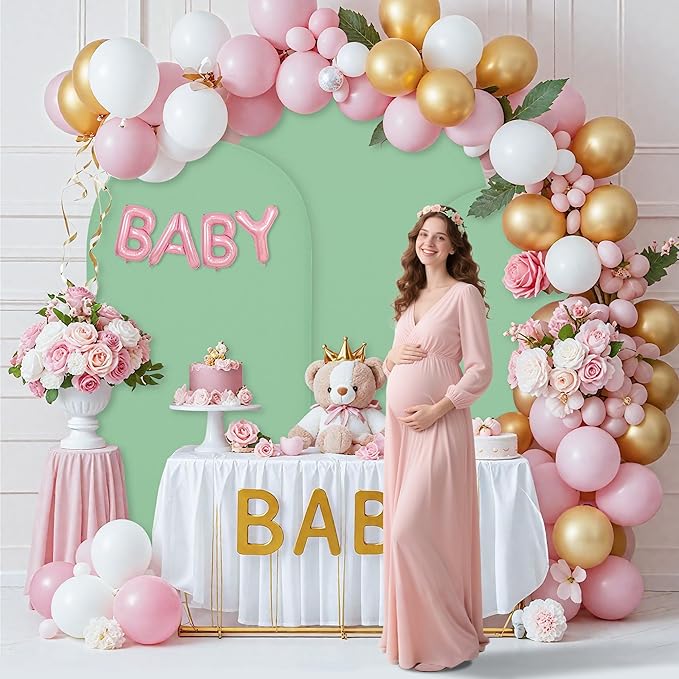 Wedding Arch Covers Arch Backdrop Cover Arch Stand Covers 7.2FT 6.6FT 6FT Set of 3 Arch Cover Spandex Fabric Stretchy Backdrop for Wedding Birthday Party Decoration Baby Shower (Mint Green)
