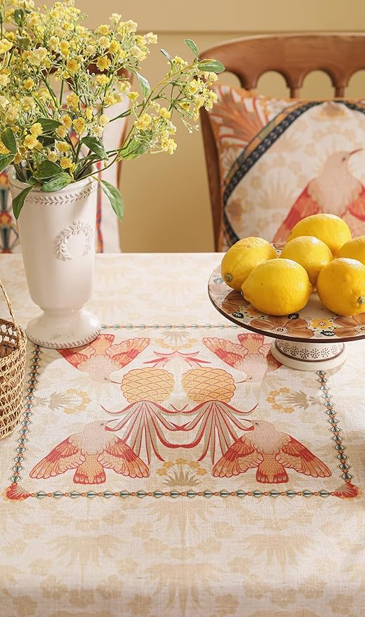 patdrea Designer Extra Long Rectangle Linen Table Cloth,Vintage Anti-Wrinkle Tropical Style Tablecloth,Decor Table Cover Cloth for Kitchen Dining Christmas,Thanksgiving,67"x118"-Pineapple a