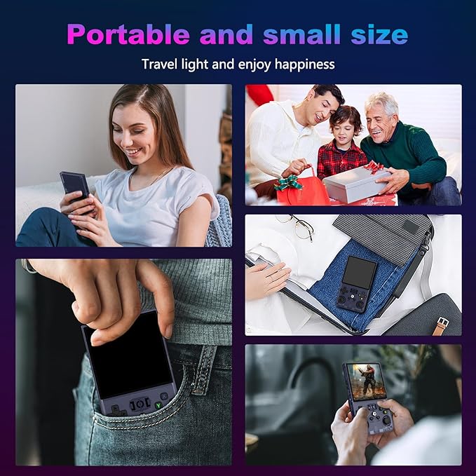 R36MAX Retro Handheld Game Console, 4.0 Inch 720x720 IPS Screen, Built-in 22,000+ Classic Game, Portable Hand Held Open Source Linux System, 4000mAh Battery Retro Gaming Console (Gray 128GB)