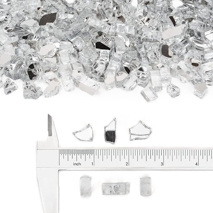 Stanbroil 10-Pound Fire Glass - 1/2 inch Reflective Tempered Fire Glass for Fireplace Fire Pit, Platinum Reflective