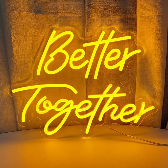 Better Together Neon Sign Better Together Wall Decor, Wedding Neon Sign Light up Wedding Sign for Wedding Banquet Couple Party Bedroom Bar Decoration, 11.7"" x 15.7""