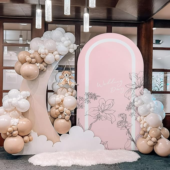 Wedding Arch Cover 7.2FT Spandex Arch Backdrop Cover Stretchy Backdrop for Wedding Birthday Party Decoration Baby Shower