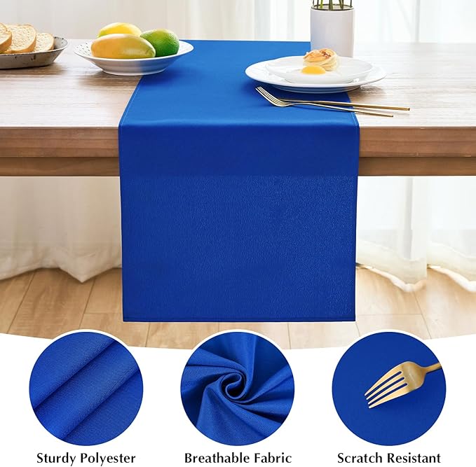 2 Pack Blue Table Runner 12 x 90 Inch Solid Color Farmhouse Runners Coffee Table Dresser for Daily Party Home Decoration